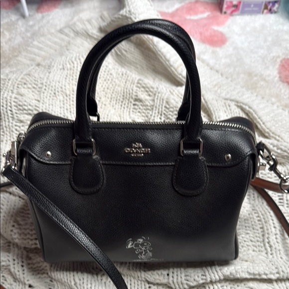 Coach Black Leather Satchel Snoopy Limited Edition